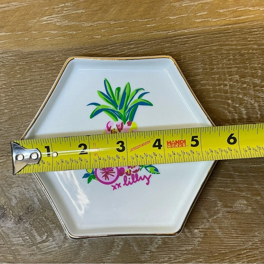 Lilly Pulitzer Hexagon Trinket Dish - Pink and Green Pineapple Motif